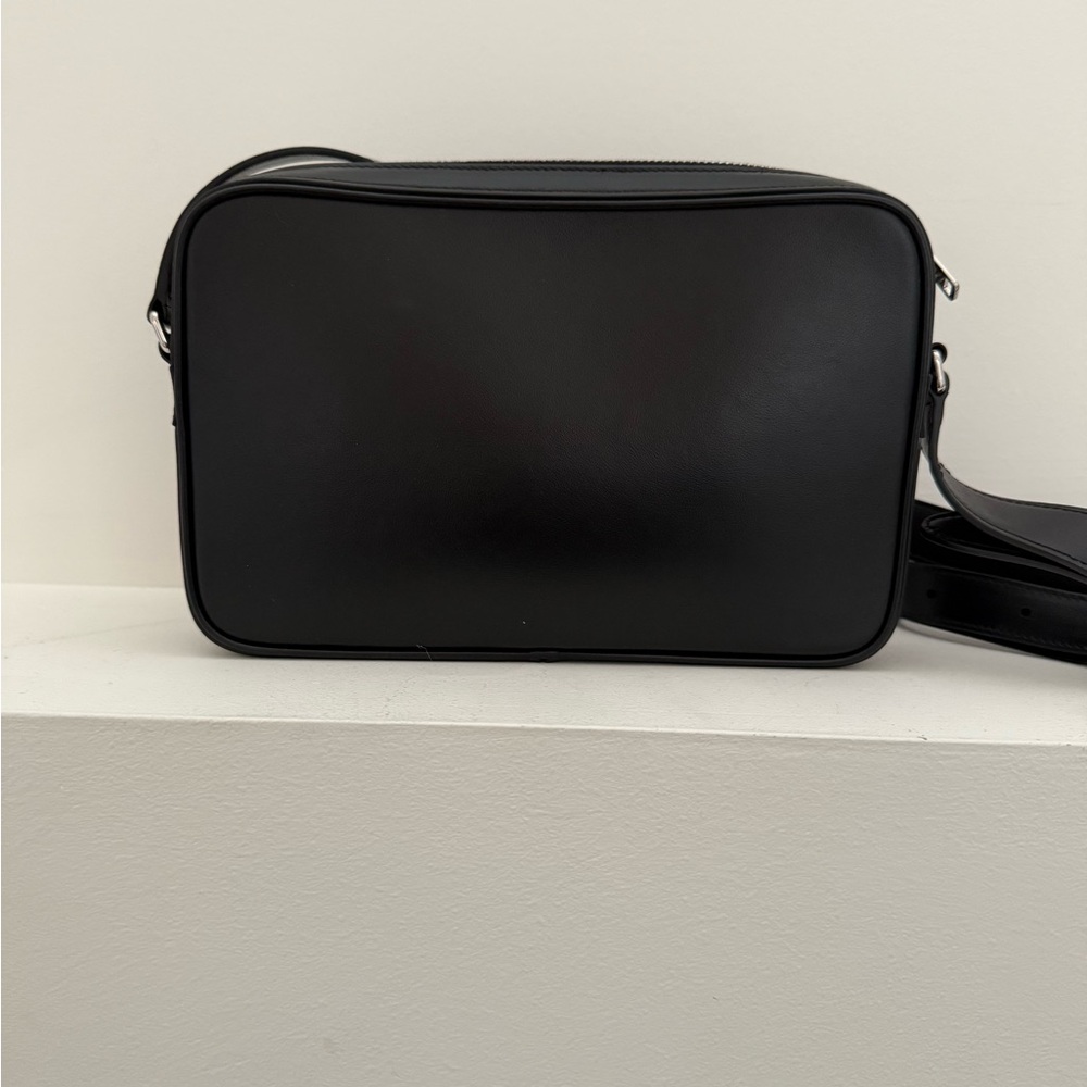 CELINE HOMME Black White Logo Leather Shoulder Messenger Crossbody Bag LIKE NEW - Picture 3 of 10